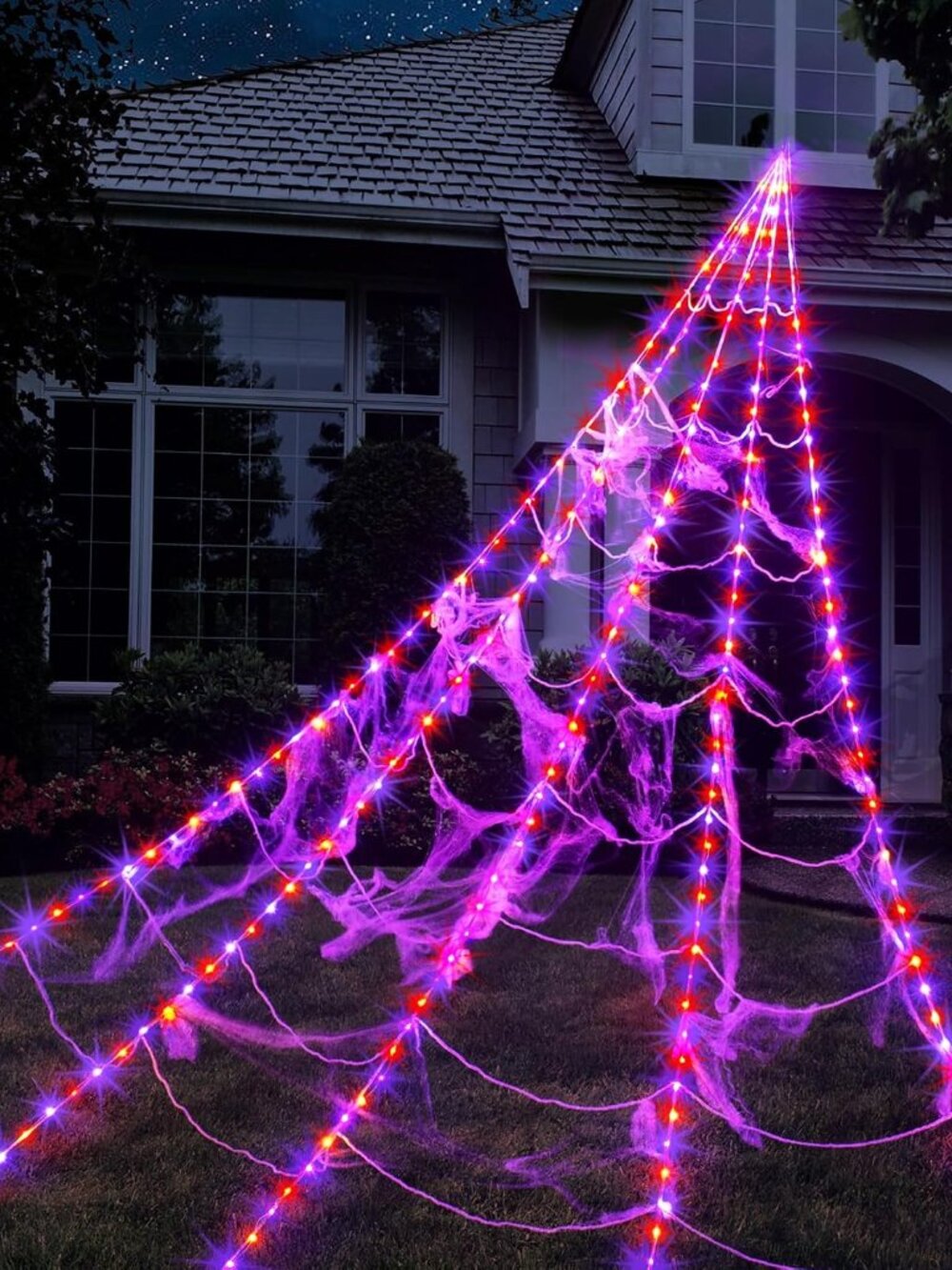 Halloween Spider Web Lights 250 LED Lighted Spider Web Giant 16.4Ft Halloween De